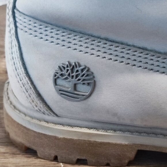 Timberland Insulated Lace Up Combat Boots Sz 7 Grey Silver Leather Retro Booties - Picture 10 of 14